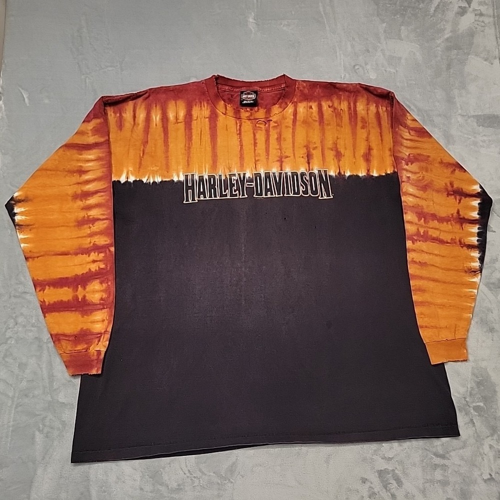 Harley-Davidson Shirt Mens 3X Black Orange Las Vegas Nevada Tie Dye Made In USA